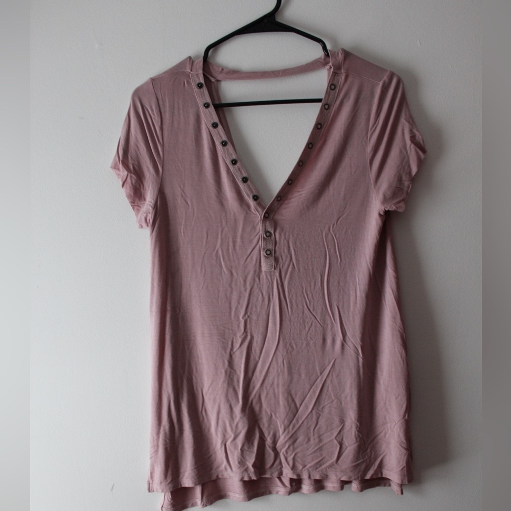 American Eagle Outfitters Light Pink Short Sleeve Top